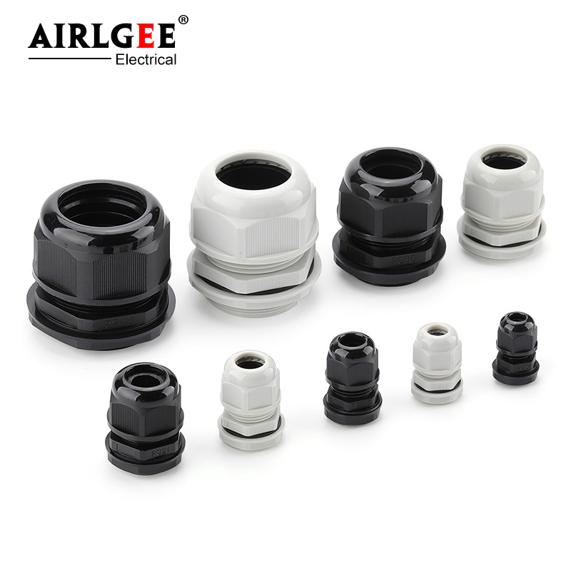 Cable Gland Waterproof - 10 Chiếc Trắng Nylon Đen Đầu
